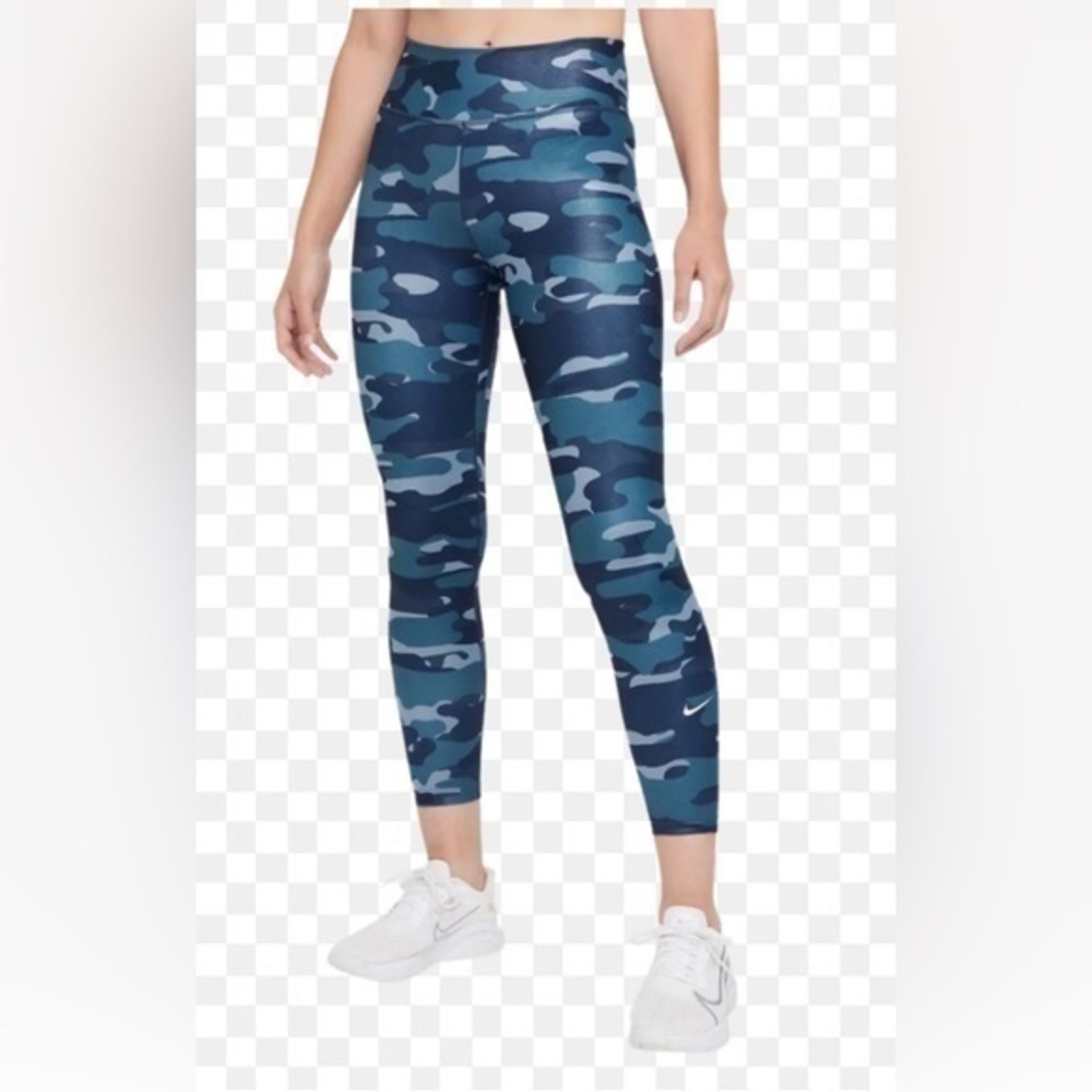 NEW Nike Blue Camo Dri-fit  mid rise athletic leggings size small